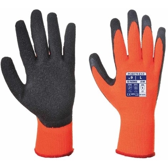 Picture of PORTWEST - 1 PAIR PACK THERMAL GRIP GLOVE ORANGE/BLACK XL