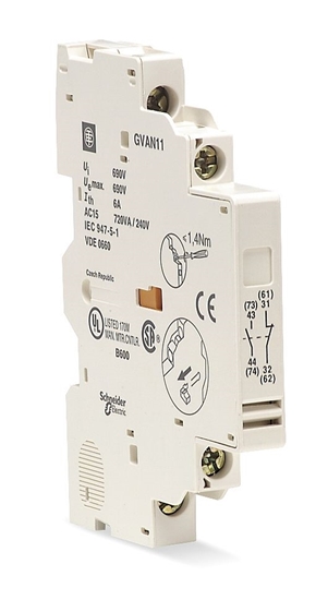 Picture of Side Mount Auxiliary Contact With Screw Terminal, NO/NC, 240 V dc, 690 V ac GVAN11