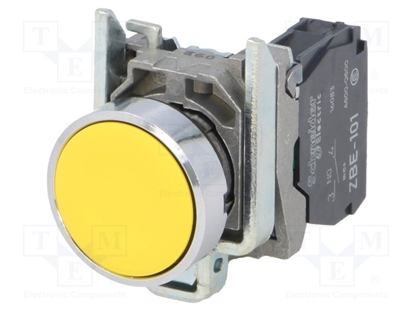 Picture of Schneider Electric Harmony XB4 Yellow Push Button NO Spring Return  XB4BA51