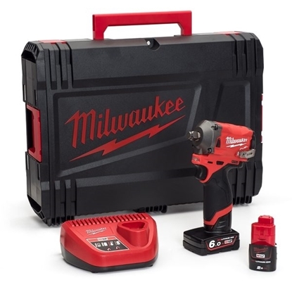 Picture of Milwaukee [M12FIWF12-622X] 12V Fuel 1/2" Stubby Impact Wrench Kit (2.0Ah + 6.0Ah)