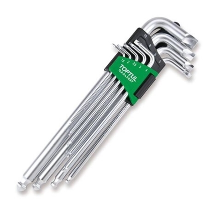 Picture of 9Pce Extra Long Ball Hex key set w/extractor QGAAL0927