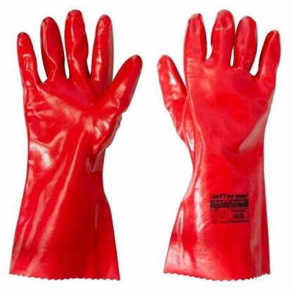 Picture of Red PVC Gauntlet (14") Safety Work Gloves  JEFGLPVCG-XL
