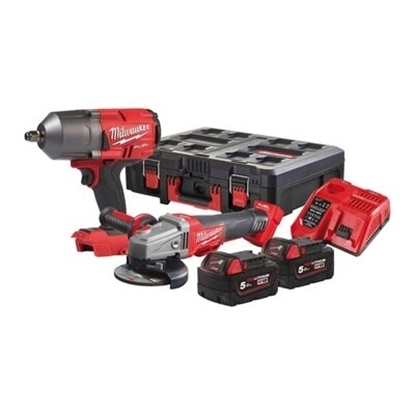 Picture of Milwaukee [M18FPP2BD-502P] 18V Wrench and Grinder Power Pack (2x5Ah)