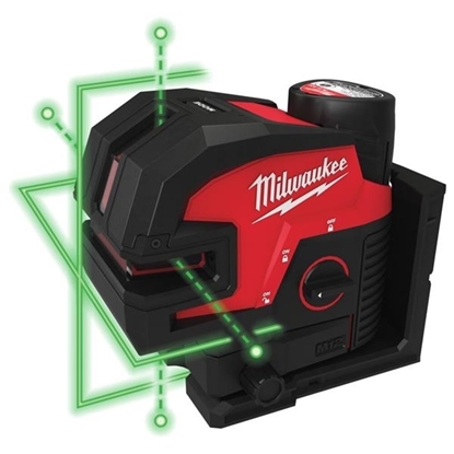 Picture of Milwaukee M12CLL4P-301C M12 Cross Line with 4 Points Laser, 1x Track clip, 1xTarget Plate, (1x3Ah)