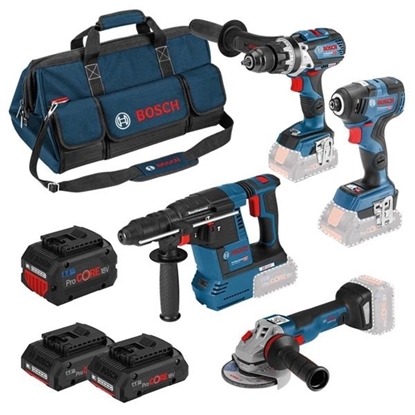 Picture of Bosch 4 Piece Brushless Power tool Kit (2x4Ah & 1x8Ah ProCORE)