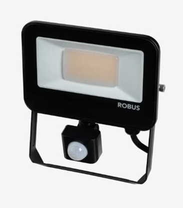 Picture of ROBUS SELEST 20W Floodlight With PIR IP65 CCT3 Black c/w 1m Flex