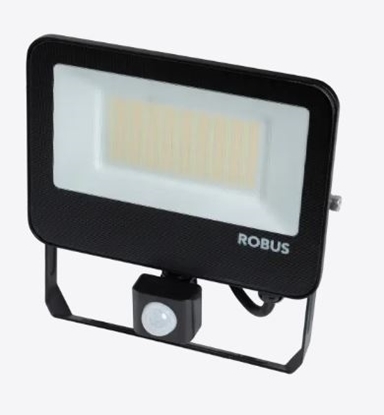 Picture of ROBUS SELEST 50W Floodlight With PIR IP65 CCT3 Black c/w 1m Flex