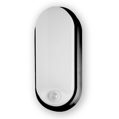 Picture of SGD LED CCT Oval Multi Watt (9w, 12w, 18w) PIR Sensor Bulkhead Black, IP65, (3000K, 4000K, 6500K)