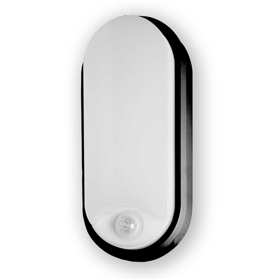 Picture of SGD LED CCT Oval Multi Watt (9w, 12w, 18w) PIR Sensor Bulkhead Black, IP65, (3000K, 4000K, 6500K)